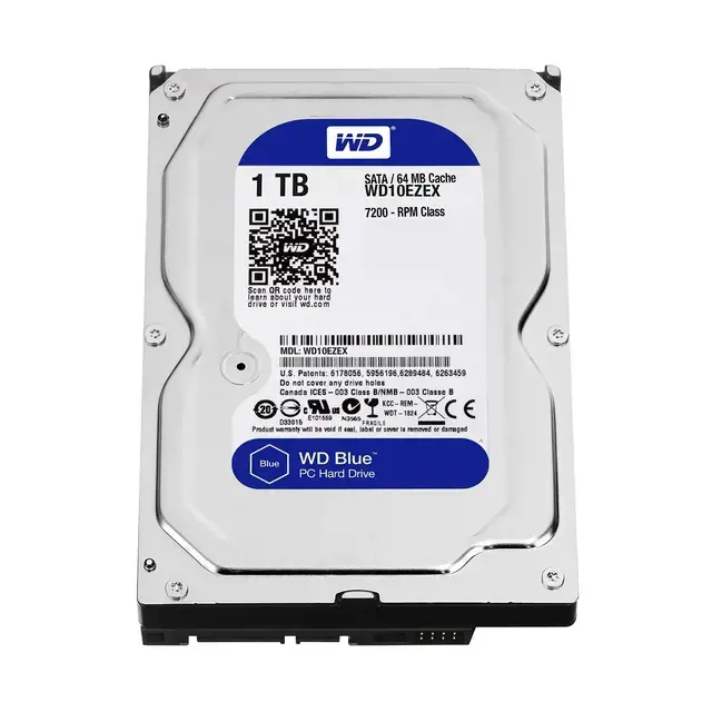WD Desktop Blue WD10EZEX 1TB SATA 6Gb/s 64MB spartinančiosios atminties vidinis 3,5 colių stalinių kompiuterių kietasis diskas, atitinkantis RoHS reikalavimus Nefasuotas