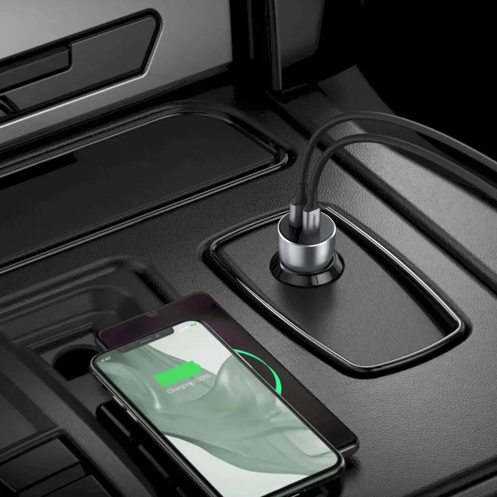 Ugreen fast car charger USB / USB Typ C Quick Charge 3.0 Power Delivery 36 W 3 A gray (CD213 60980)