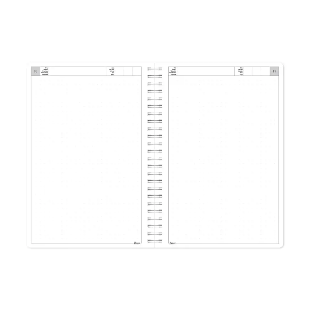 Kalendorius - užrašinė TIMER, su spirale, A5, be datų, 224 lapai, taškeliais, kartoniniu viršeliu, violetinė