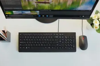 Lenovo 4X30L79928, pilno dydžio (100%), USB, QWERTY, juoda, pelė pridedama