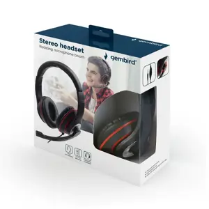 GEMBIRD MHS-03-BKRD Stereo ausinės su mikrofonu juodos spalvos su raudonu žiedu