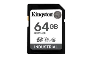 KINGSTON 64GB SDXC Industrial -40C iki 85C C10 UHS-I U3 V30 A1 pSLC