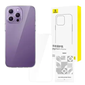Skaidrus dėklas "Baseus iPhone 14 Pro" + grūdintas stiklas