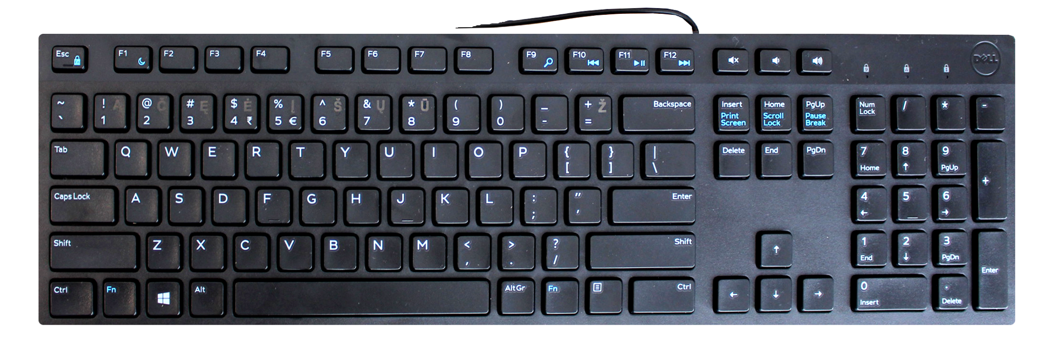 "Dell" | Juoda | KB216 | Daugialypė terpė | Laidinis ryšys | JAV | Juoda | Lietuvių kalba | Skaičių klaviatūra