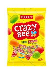 Kramtomieji saldainiai CRAZY BEE FRUTTY, su įvairių skonių įdaru, 1kg