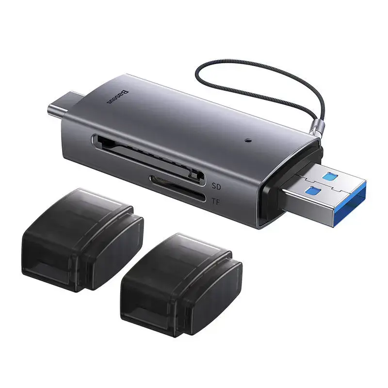 "Baseus Lite" serijos SD/TF atminties kortelių skaitytuvas, USB + USB-C (pilkos spalvos)