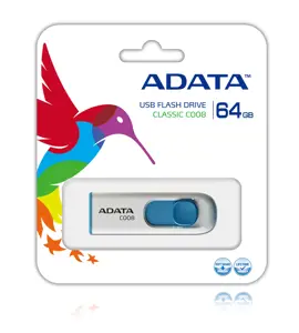ADATA C008 Capless Sliding USB Flash Drive 64GB WHITE+BLUE RETAIL