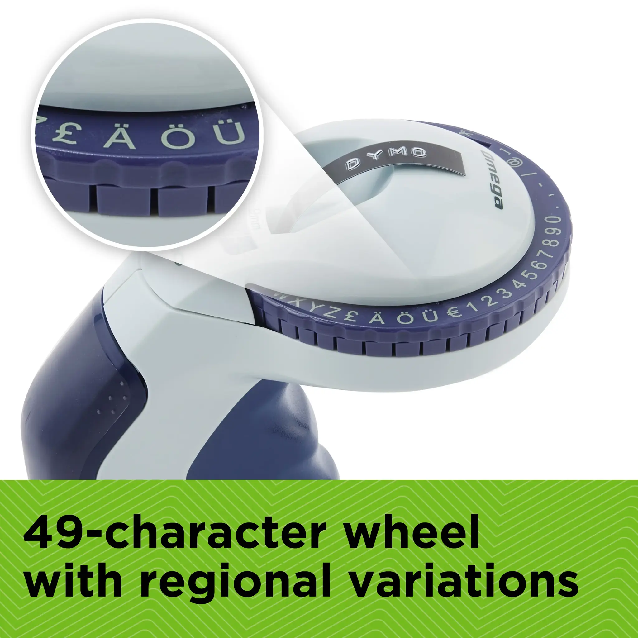 DYMO Omega Embossing Label Maker | Small Label Maker with Turn-Click Wheel and Ergonomic Design | For HomeDIY & Crafting (£/€ÄÖ & Ü), Direct thermal, Blue