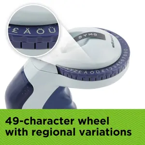 DYMO Omega Embossing Label Maker | Small Label Maker with Turn-Click Wheel and Ergonomic Design | For HomeDIY & Crafting (£/€ÄÖ & Ü), Direct thermal, Blue