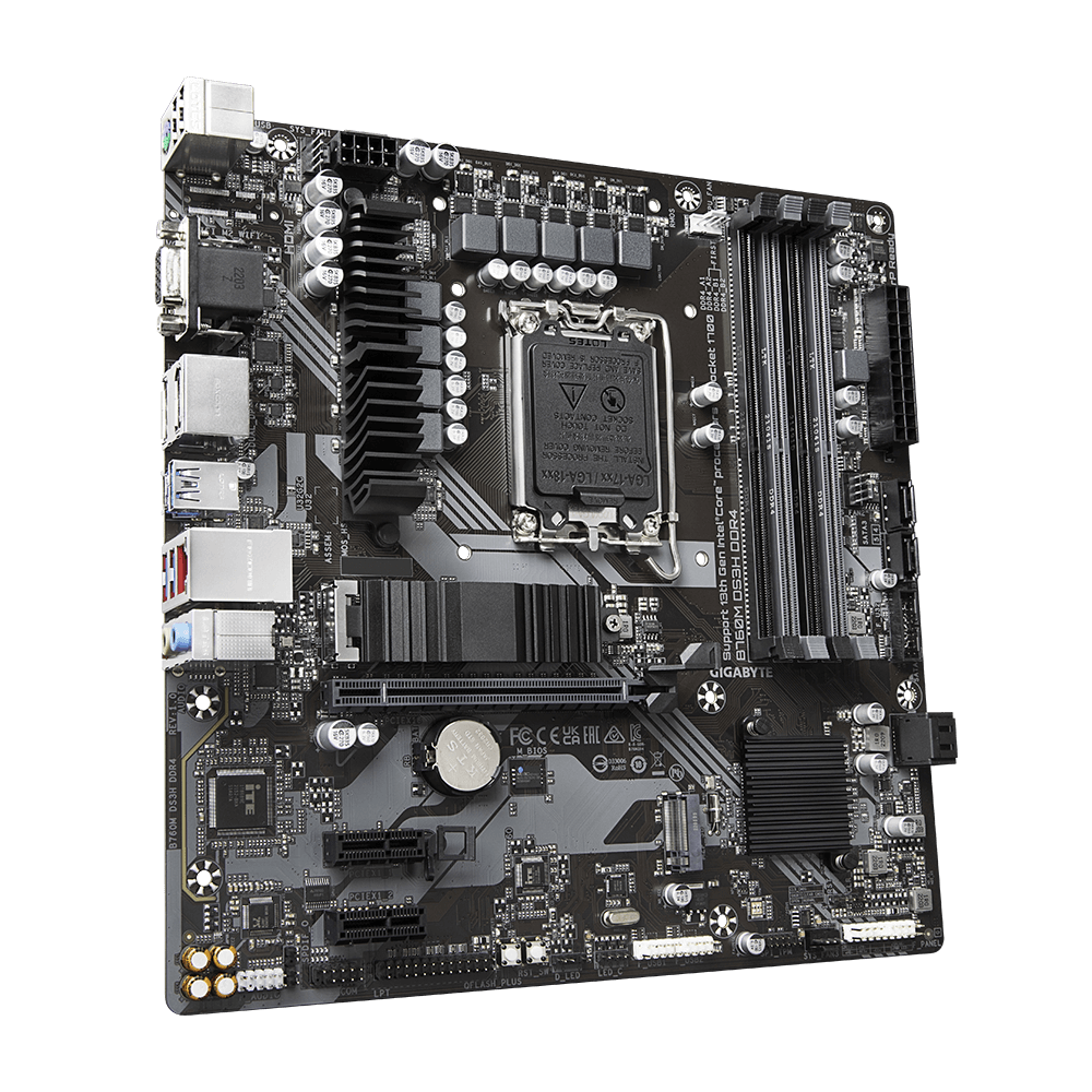Gigabyte B760M DS3H DDR4, "Intel", LGA 1700, "Intel® Celeron®", "Intel® Core™ i3", "Intel® Core™ i3", "Intel® Core™ i5", "Intel® Core™ i7", "Intel® Core™ i9",..., LGA 1700, DDR4-SDRAM, 128 GB
