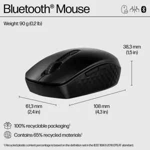 HP 425 programuojama "Bluetooth" pelė, 108,6 mm, 61,6 mm, 38 mm, 89 g, 108 mm, 46 mm