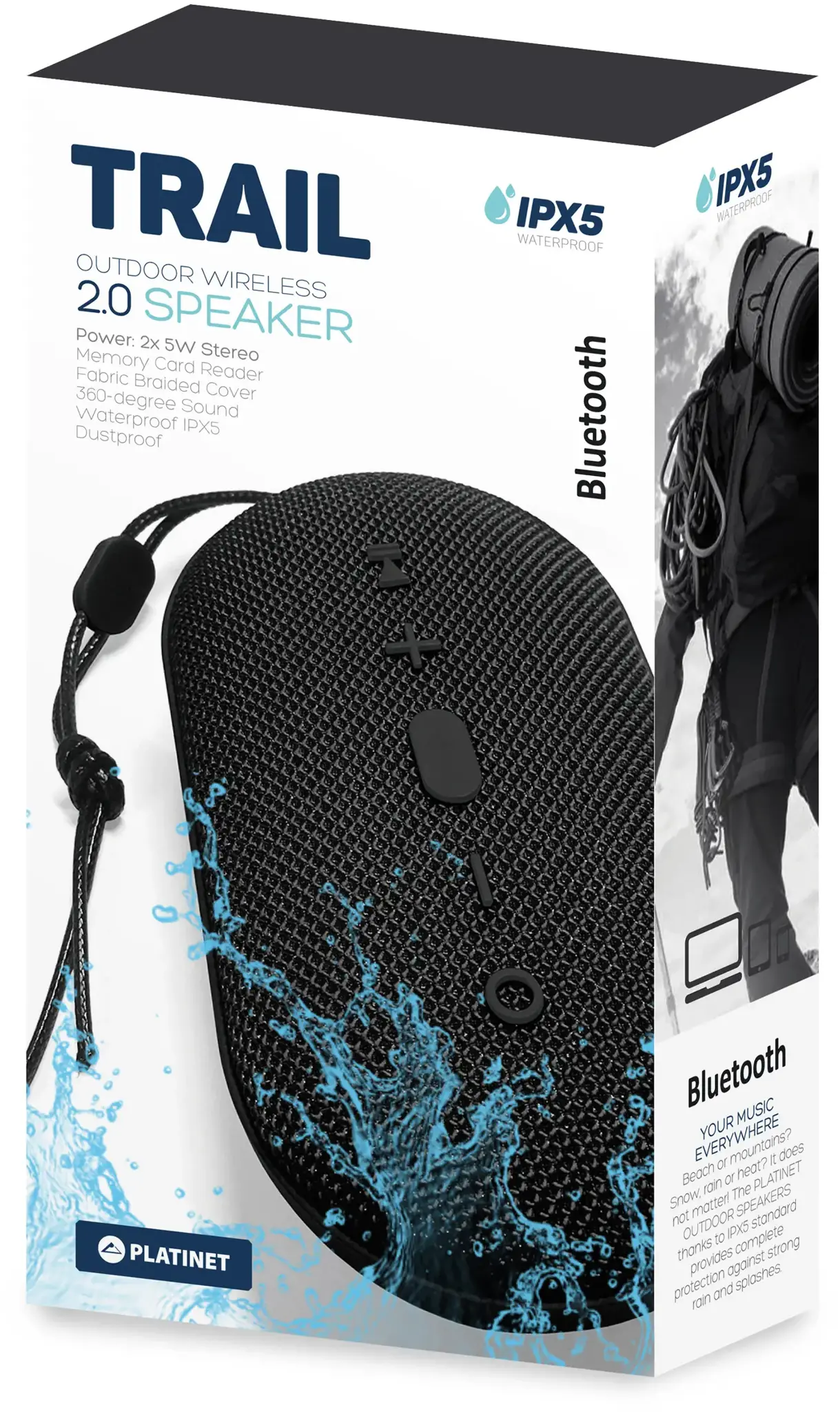 Platinet PMG12B, 10 W, 5 W, belaidis, juodas, universalus, akumuliatorius