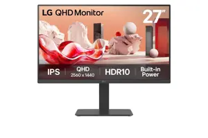 LCD Monitor LG 27BA45QB-B 27" Panel IPS 2560x1440 16:9 100Hz Matte Speakers Swivel Pivot Height adj…