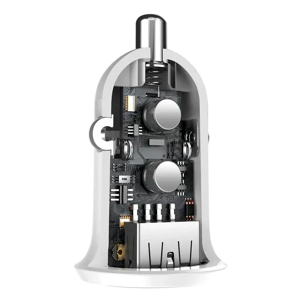 Baseus CCALLP-02 Grain Pro Car Charger Dual USB 4.8A White