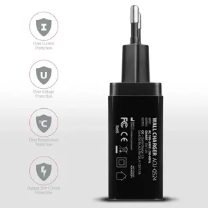 Dvigubas sieninis įkroviklis <240V / 2x USB prievadas QC3.0/AFC/FCP + 5V-1.2A. 24W bendra galia.