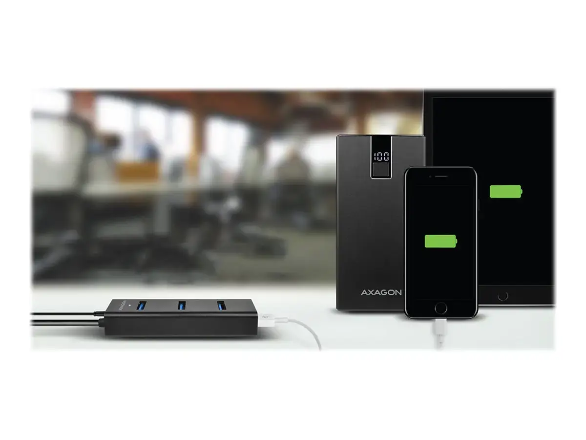 AXAGON HUE-S2B 4x USB3.0 įkrovimo koncentratorius, MicroUSB įkrovimo jungtis