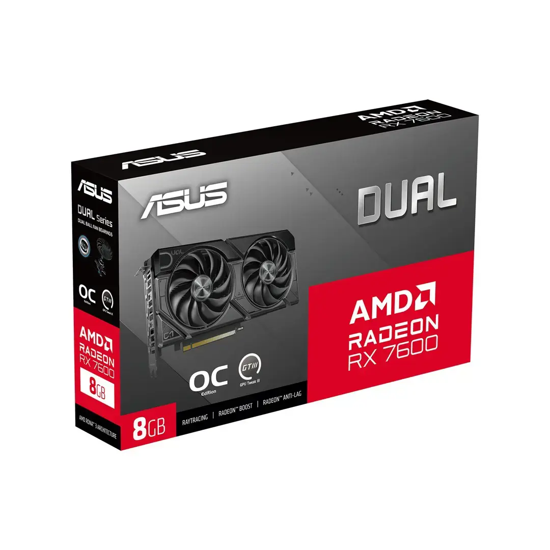 Vaizdo plokštė ASUS Radeon RX 7600 8 GB, GDDR6, 90YV0LD0-M0NA00