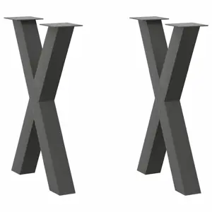 Valgomojo stalo kojos, X formos, 2 vnt., antracito spalvos, 50x(72-73) cm, plienas
