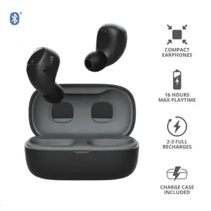 "Trust Nika Compact", "True Wireless Stereo" (TWS), skambučiai / muzika, 20 - 20000 Hz, 35 g, ausinės, juodos spalvos