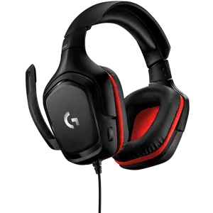 LOGITECH G332 laidinės žaidimų ausinės - odinės - juodos/raudonos spalvos - 3,5 MM