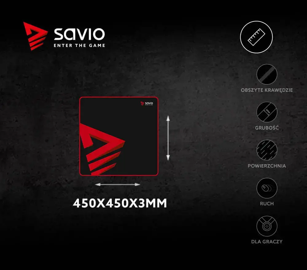 SAVIO Turbo Dynamic M (450 mm x 3 mm) žaidimų pelės kilimėlis