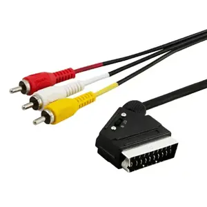 SAVIO CL-133 vyriškas kabelis (SCART M - RCA x 3 M; 2 m; juoda spalva)
