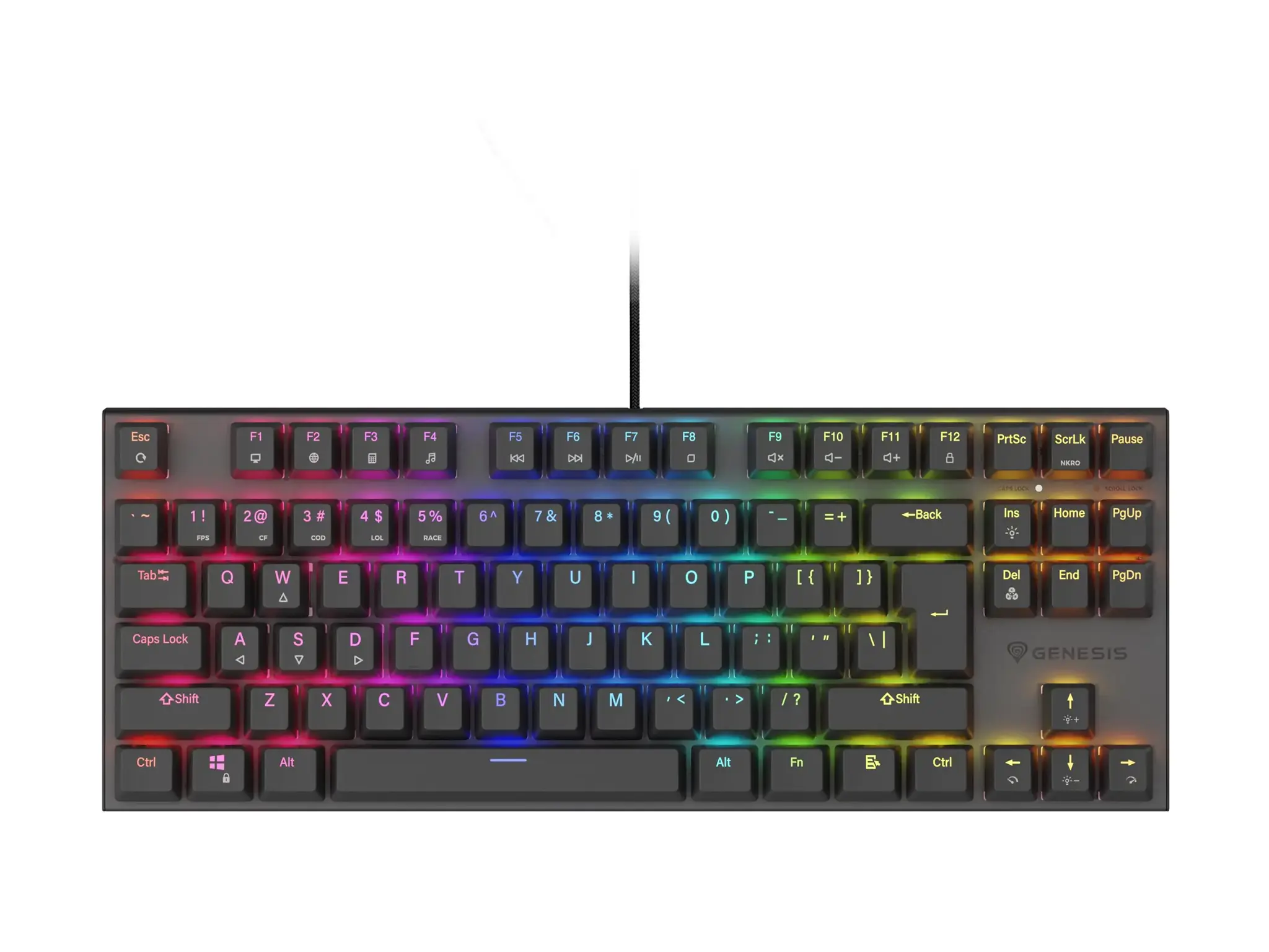 Genesis | THOR 303 | Mechanical Gaming Keyboard | Wired | US | Outemu Peach Silent | Black