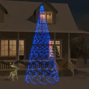 Kalėdų eglutė ant vėliavos stiebo, 500cm, 1400 mėlynų LED