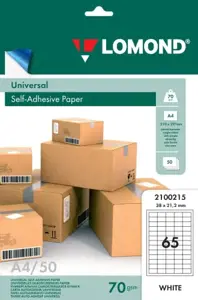 Lipnus popierius lipdukams Lomond Self-Adhesive Universal Labels, 65/38x21,2, A4, 50 lapų, Balta