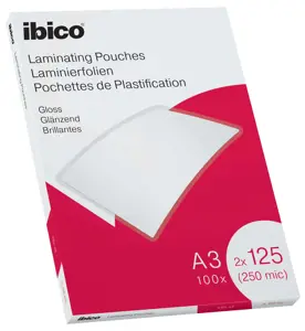 Laminavimo vokeliai Ibico, A3, 303x426 mm, 125 mik., blizgūs, 100 vnt.