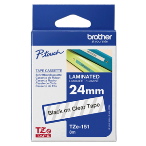 Brother Labelling Tape 24mm, Black on transparent, TZe, Black, Thermal transfer, Philippines, Brother