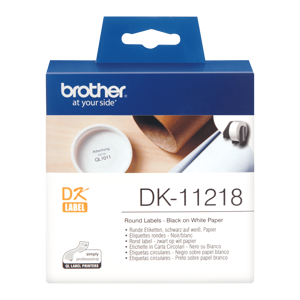 Brother DK-11218 Apvalios etiketės, baltos spalvos, DK, Ø 24 mm, 1000 vnt.