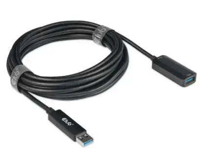 CLUB3D USB 3.2 Gen2 Type A Extension Cable 10Gbps M/F 5m/16.40ft, 5 m, USB A, USB A, USB 3.2 Gen 2 (3.1 Gen 2), 10 Mbit/s, Black