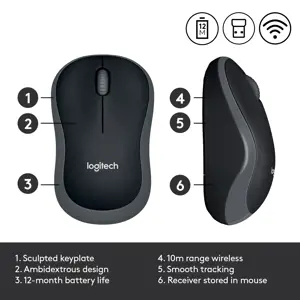 LOGITECH M185 belaidė pelė - SWIFT GREY - EER2