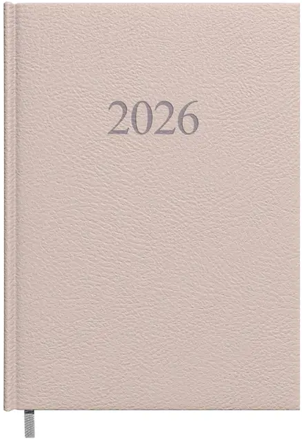 Kalendorius MANAGER Day 2026, A5, PU, rausvai pilka