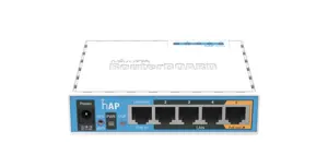 "Mikrotik hAP" su 650MHz CPU, 64MB RAM, 5xLAN, integruotas 2.4Ghz 802.11b/g/n 2x2 dviejų grandinių …