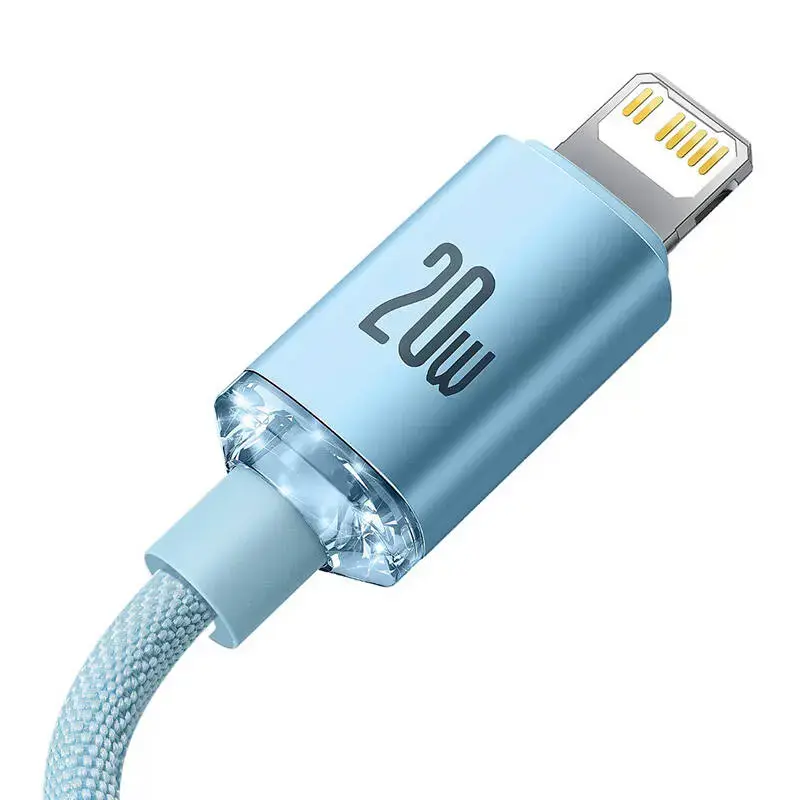 Baseus cable Crystal Shine USB-C - Lightning 2,0 m 20W sky blue