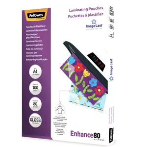 Fellowes ImageLast A4 80 Micron Laminating Pouch - 100 pack, Transparent, Plastic, A4, 216 mm, 1 mm…