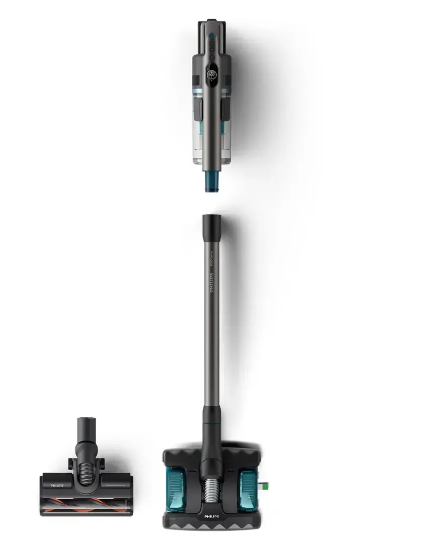 Philips 8000 series XC8055/01, Stick vacuum, Bagless, Aqua colour, Black, 0.6 L, Rectangular, Dry&wet