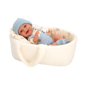 Arias kūdikėlis lėlė baltoje nešyklėje, berniukas, 33 cm