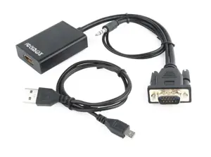GEMBIRD A-VGA-HDMI-01 Gembird VGA ir HDMI adapterio kabelis, 0,15 m, juodas, lizdinė plokštelė
