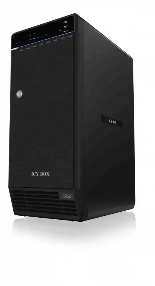 ICYBOX IB-3680SU3 "IcyBox" išorinis 3,5 standžiųjų diskų dėklas su 8 lizdais SATA I/II/III, USB 3.0, eSATA, JBOD, juodas
