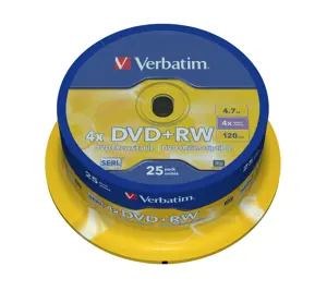 VERBATIM 25x DVD+RW SERL 4,7GB 4x Spindel matinis sidabrinis paviršius