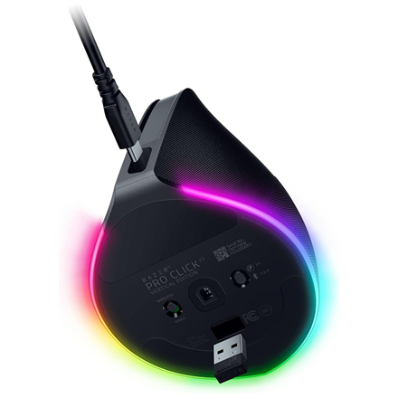 Razer Pro Click V2 Vertical Ergonomic Belaidė pelė RF Wireless+Bluetooth+USB-C, 30000 DPI, Juoda