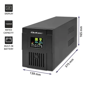 QOLTEC 53770 Nepertraukiamo maitinimo šaltinis "Line Interactive Monolith" 1500VA 900W LCD USB