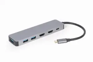 GEMBIRD A-CM-COMBO3-03 kelių prievadų adapteris USB tipo C 3in1 šakotuvas + HDMI + PD