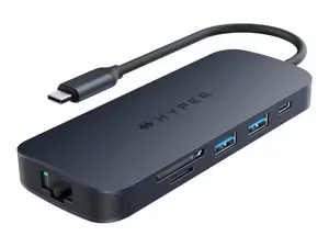 "Hyper HyperDrive EcoSmart Gen.2" universalus USB-C "8-in-1" šakotuvas su 140 W PD3.1 maitinimo šal…