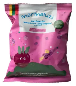 Kukurūzų ir lešių trapukai MARMALUZI su burokėliais naturalūs, 30g