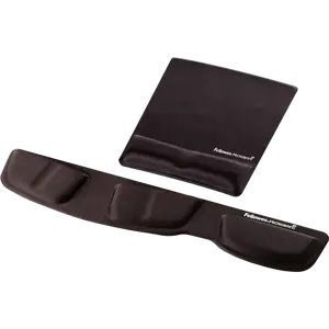 Fellowes Health-V Fabrik Mouse Pad/Wrist Support Black, Black, Monochromatic, Memory foam, Plastic, Wrist rest