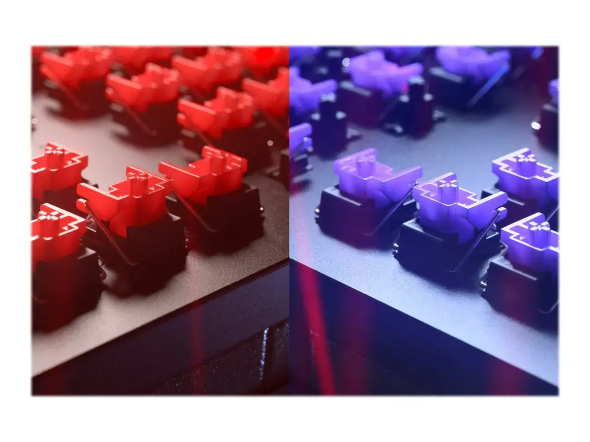 "Razer Huntsman V2" optinė žaidimų klaviatūra su RGB LED apšvietimu, QWERTY JAV tarptautinė, laidinė, juoda, "Clicky Purple" jungiklis, skaitmeninė klaviatūra